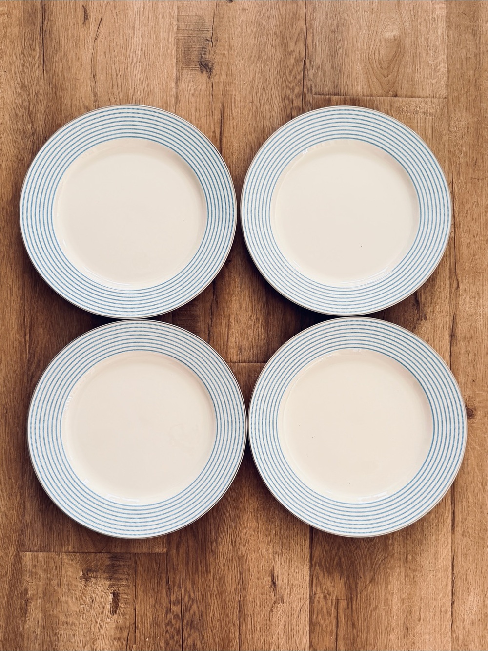 NWT Set of 4 Kate Spade Laurel Street Blue & White Porcelain Dinner Plates 11.5"
